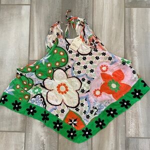 NWT Free People Dare Your Halter Top Blouse Retro Floral Size Small